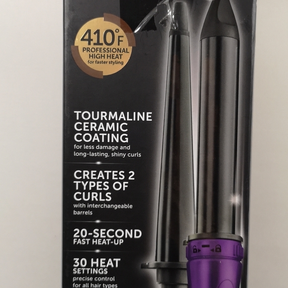 Revlon Tourmaline Ceramic Coated 2-in-1 Barrel Wand, New in Open Box, Purple - Picture 4 of 6